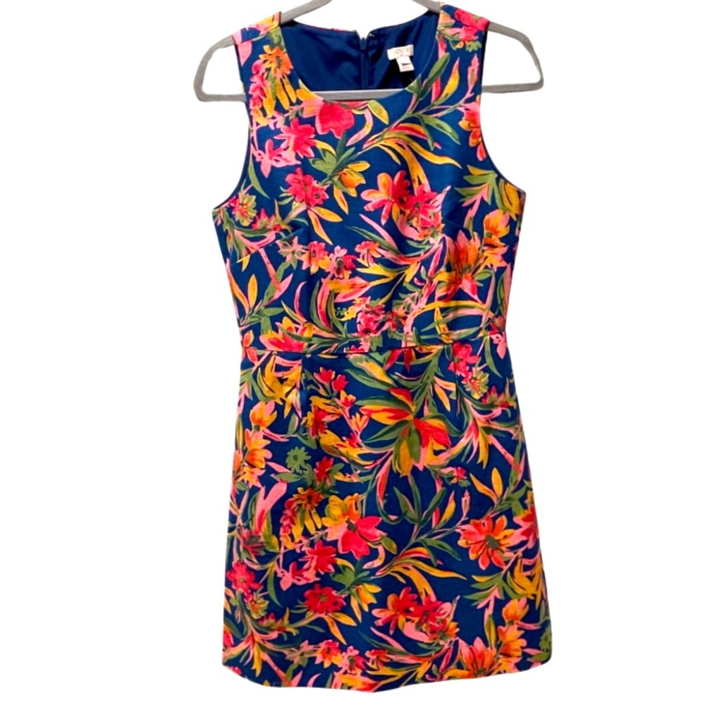 J. Crew Bright Multicolor Tropical Floral Sleeveless Shift Dress Size 4